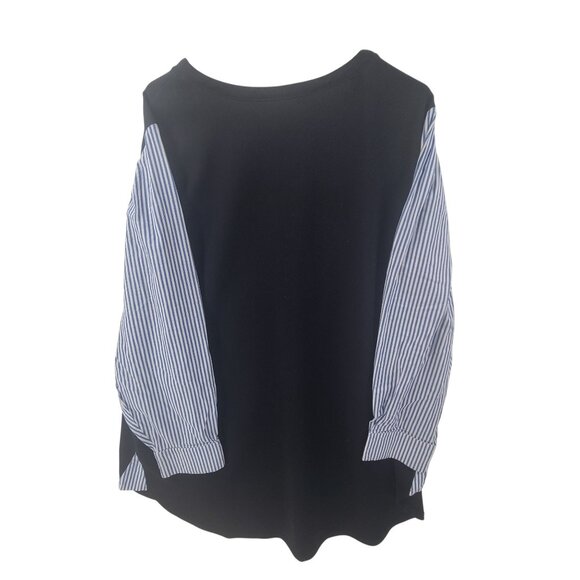 * Lane Bryant Mixed Media Pullover Blouse Top Plus Size 22/24 Women’s Black Blue - Picture 6 of 9